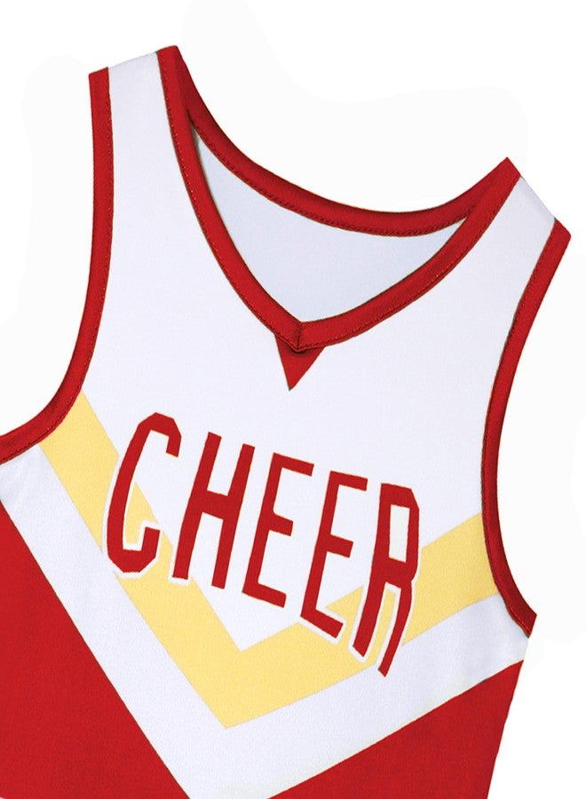Davsolly Kids Cheer Uniform Girls Cheerleader Costume Red Cheerleading Outfit,Cheer Up Cosplay Cheerleader Gifts Sports - Image 2